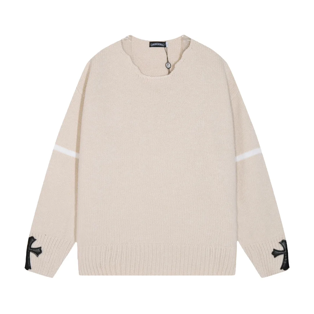 P320 Chrome Hearts Chrome Hearts Hollow Collar Leather + Metal Sweater Color: Blue Apricot Black Size: S M L XL XXL